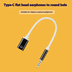 35mm Male To Typec Female Flat Head Headset To Round Head Converter