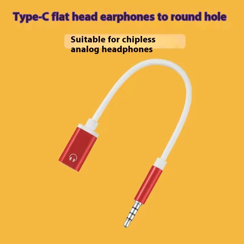 35mm Male To Typec Female Flat Head Headset To Round Head Converter