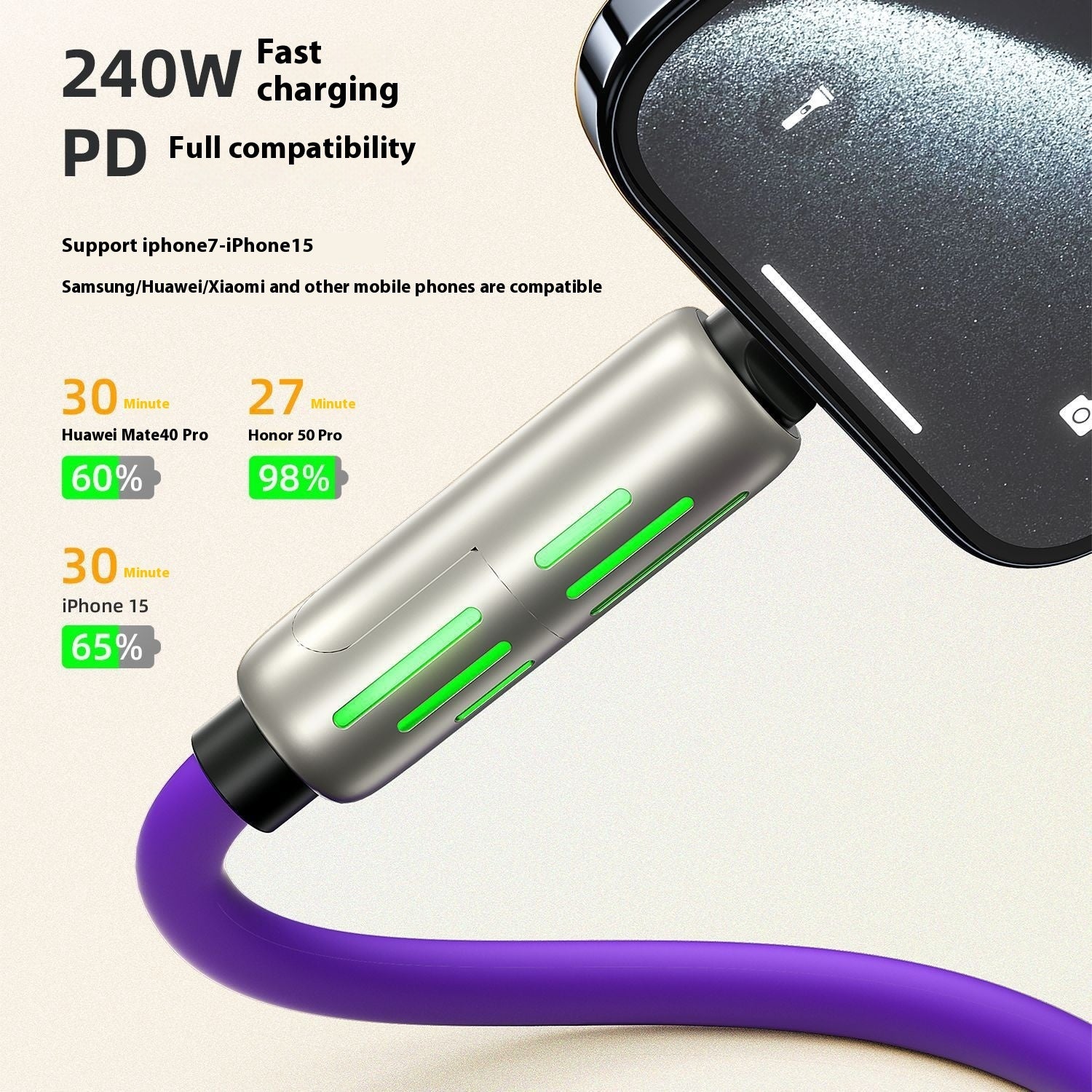 Colorful Breathing Light Four-in-one Data Cable