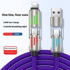 Colorful Breathing Light Four-in-one Data Cable